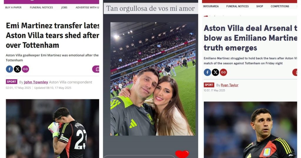 Qué dicen en Inglaterra de las lágrimas del Dibu Martínez y su futuro en Aston Villa: "Parece que se despide"