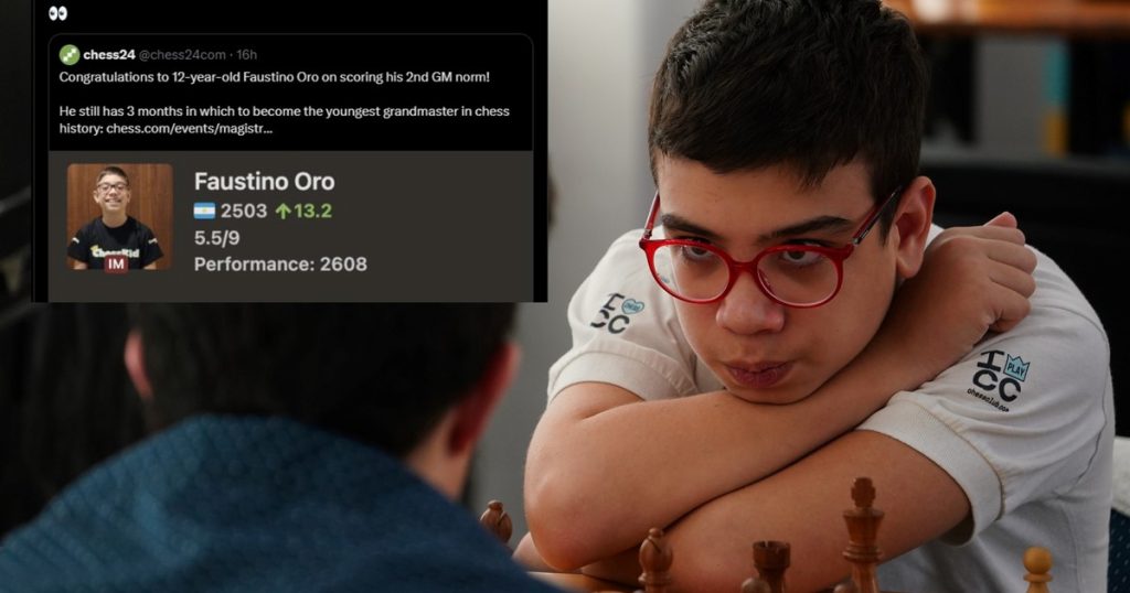 A Faustino Oro lo mira el rey del ajedrez: nuevo elogio de un campeón del mundo al pibe argentino
