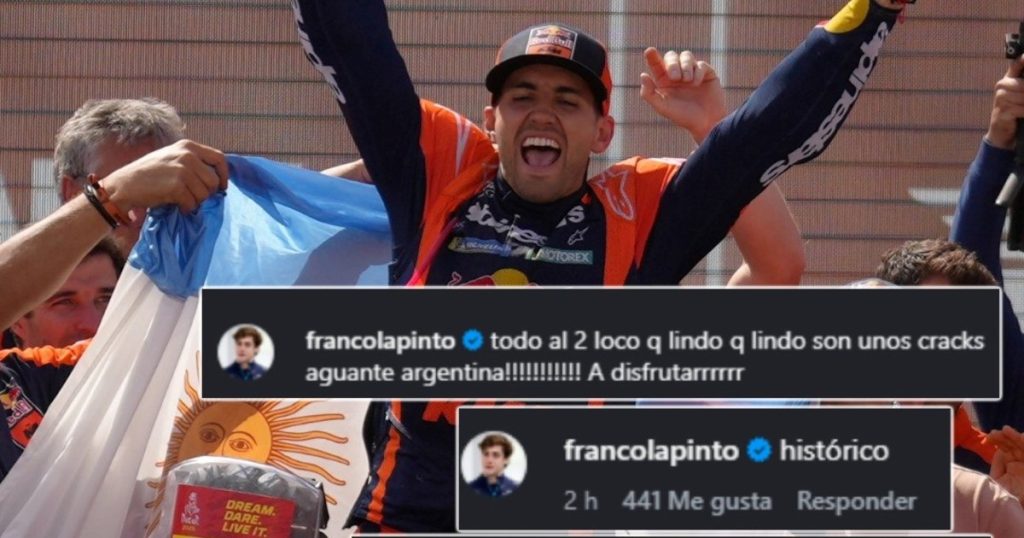 Las felicitaciones top de Colapinto para Luciano Benavides, campeón en el Dakar 2026