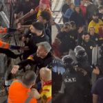 Video: la pelea que se desató entre hinchas y la policía en el fútbol uruguayo por un celular caído