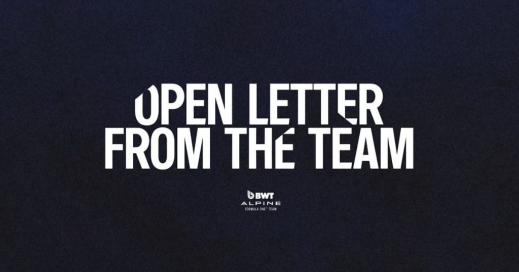 Carta abierta de Alpine: el auto de Colapinto, los insultos tras el GP de Japón y más
