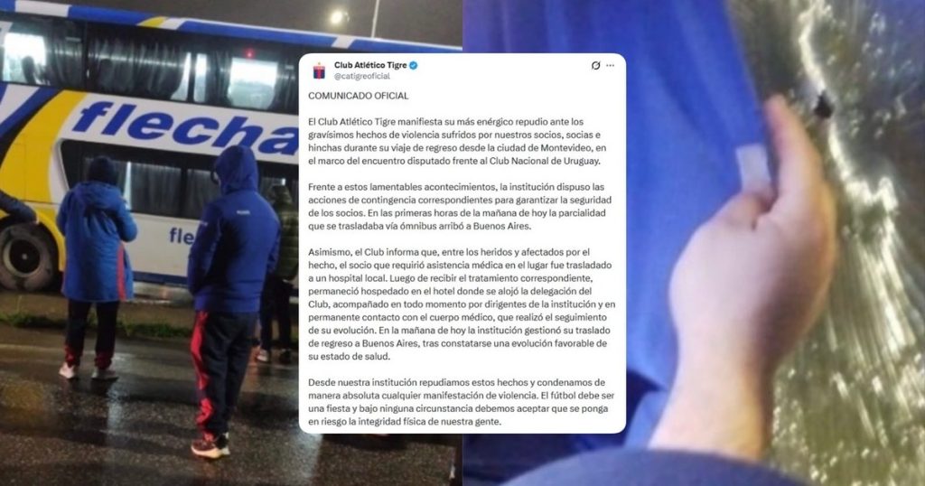 El duro comunicado de Tigre tras el ataque a balazos que sufrieron sus hinchas en Uruguay