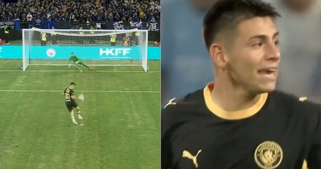 Echeverri volvió a jugar en el City: picó su penal en la derrota amistosa contra Inter